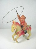 Vintage Celluloid Wind Up HORSE RIDER Occupied Japan